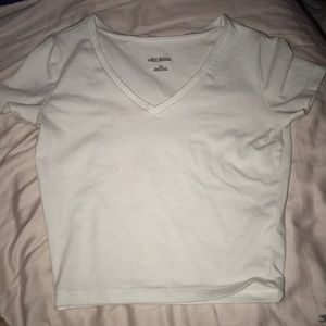 white fitted crop top